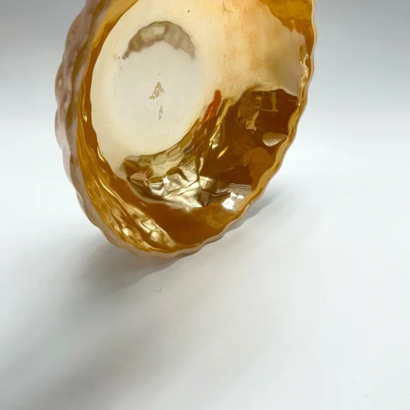 🔥👑⚓️🍑🧡🤍Fire King Anchor Hocking - Vintage Peach Lustre Large Bubble Bowl. - Picture 9 of 16